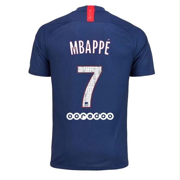 Camiseta Paris Saint Germain NO.7 Mbappe Primera equipo 2019-20 Azul